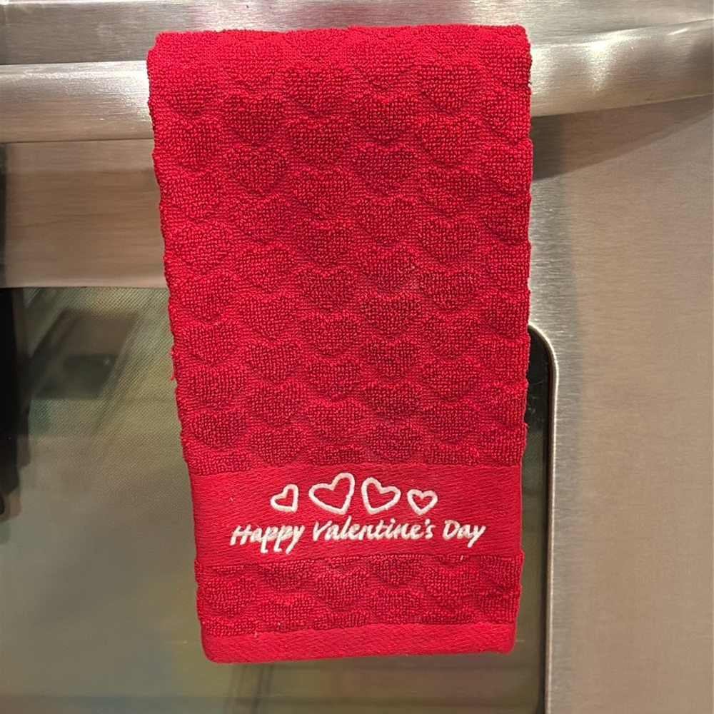 Embroidered Towels Happy Valentine's Day Embroidered Hand Towel Kitchen bathroom